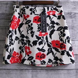Girls On Film Size 6 Floral Skirt Red Black White NEW